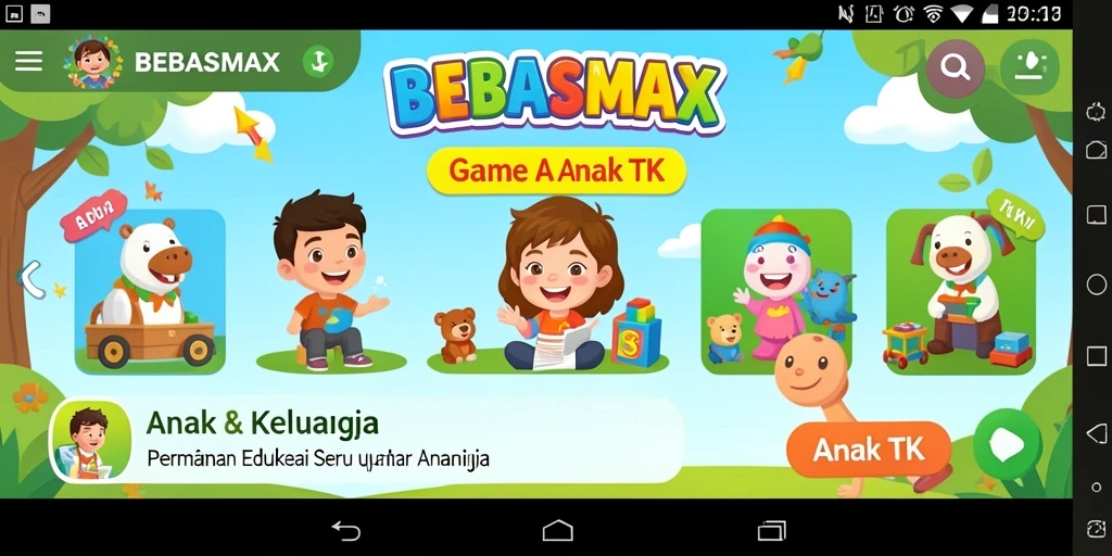 Screenshot antarmuka BEBASMAX yang cerah dan interaktif.