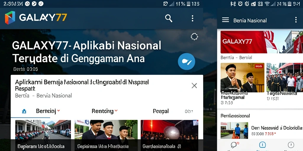 Tampilan antarmuka GALAXY77 menampilkan berita nasional dengan rapi dan informatif.
