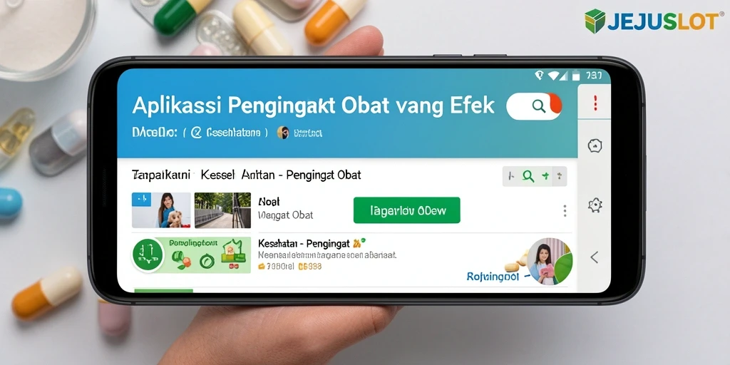 Antarmuka JEJUSLOT yang ramah pengguna dan notifikasi pengingat obat.