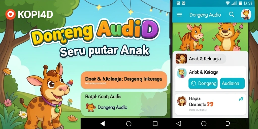 Tampilan aplikasi KOPI4D dengan menu cerita yang menarik.