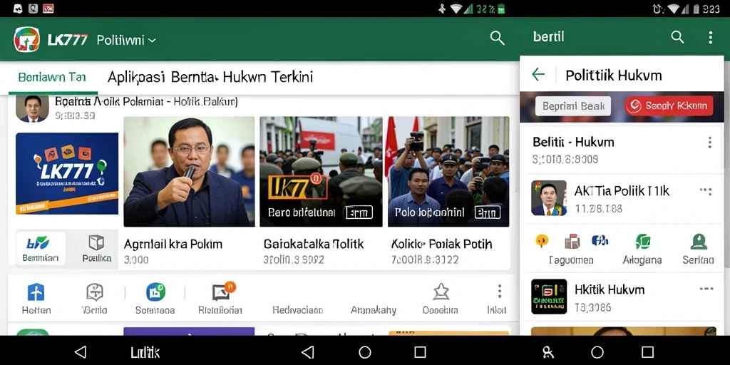 Tampilan antarmuka LK777 dengan berita politik hukum terbaru.