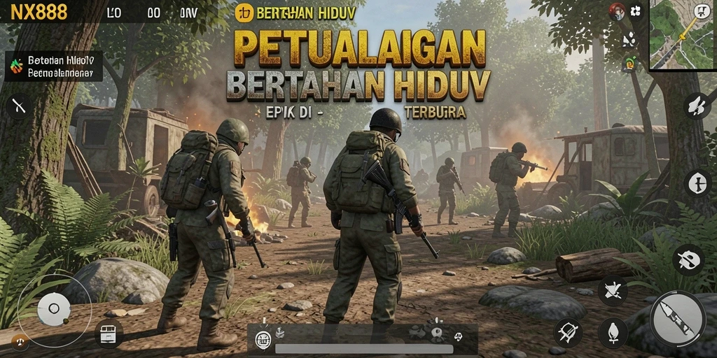 Tampilan antarmuka game bertahan hidup yang menantang dan menarik.