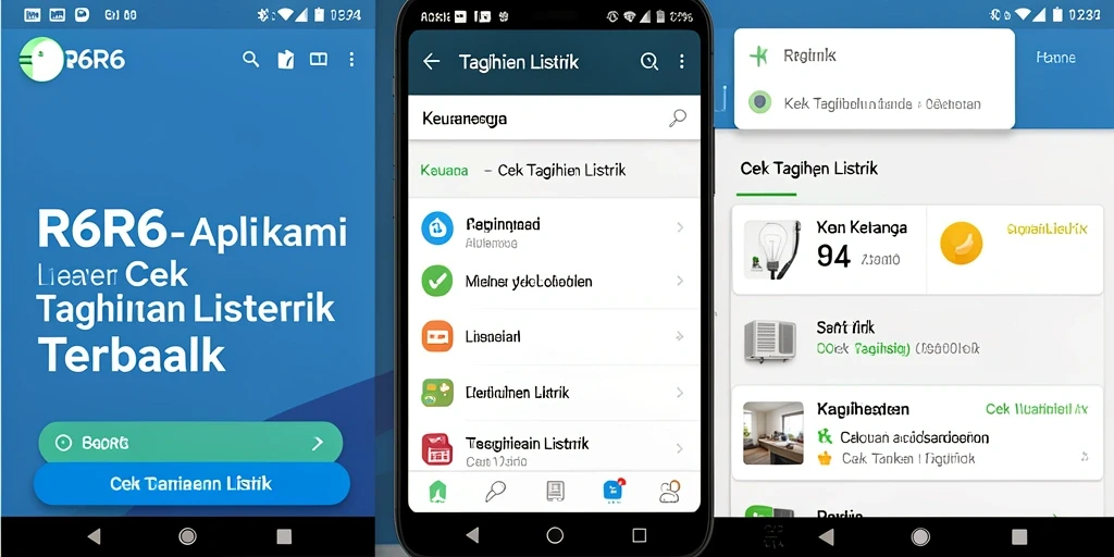 Antarmuka R6R6 menampilkan informasi tagihan listrik dengan jelas.
