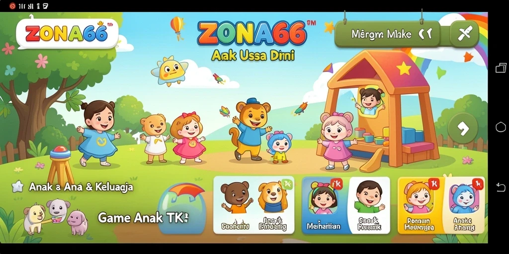 Tampilan antarmuka pengguna ZONA66 yang menarik untuk anak-anak.